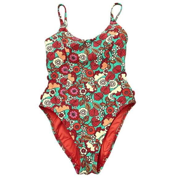 Robin Piccone Bibi Side-Cut Out Floral One-Piece Swimsuit 4 Small - Picture 2 of 7